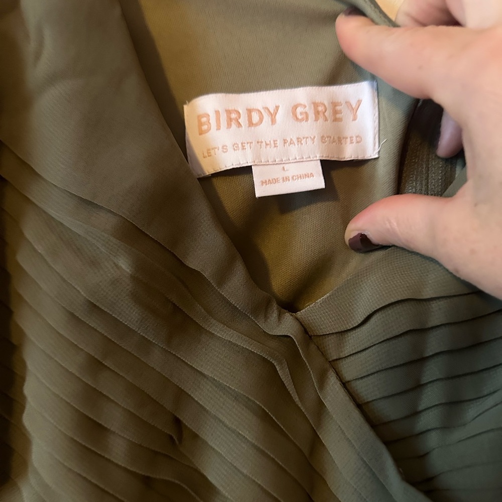 Birdy Grey chiffon bridesmaid dress, L, Moss green - Picture 4 of 4
